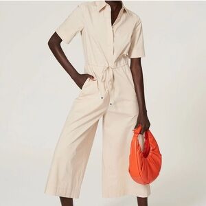 STAUD Cream Short Sleeve Jumpsuit